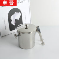 Zhuojin Stainless Steel Ice Bucket with Lid and Tongs for Champagne, Beer, Wine