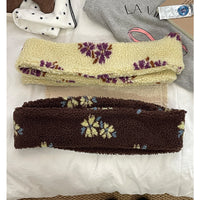 Korean Lambswool Floral Scarf for Winter Warmth and Wind Protection