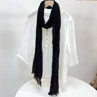 Solid Color Cotton Wrinkled Scarf for Women - Versatile Retro Neck Warmer Shawl