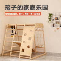 Kids Indoor Wooden Climbing Frame with Slide Swing and Rings for Toddlers & Preschoolers