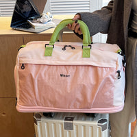 Foldable Wheeled Travel Duffel Bag with Detachable Spinner Wheels, Large Capacity Lightweight Luggage for Women