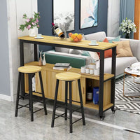 Small Apartment Bar Table with Storage Cabinet, Mobile Kitchen Island, High Dining Table, Living Room Partition, Workstation