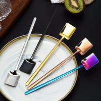 Long Handle 304 Stainless Steel Ice Cream Spoon, Titanium Plated Coffee Stirring Spoon, Watermelon Shovel Spoon