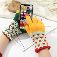 Women's Winter Warm Knitted Touchscreen Gloves with Fleece Lining