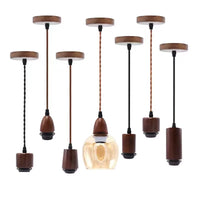 Walnut Wood E27 Screw Base Lamp Holder for Pendant & Floor Lights