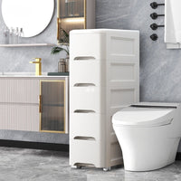 Slim Gap Storage Cabinet with Drawers - Multi-layer Plastic Organizer for Bathroom Kitchen Narrow Spaces