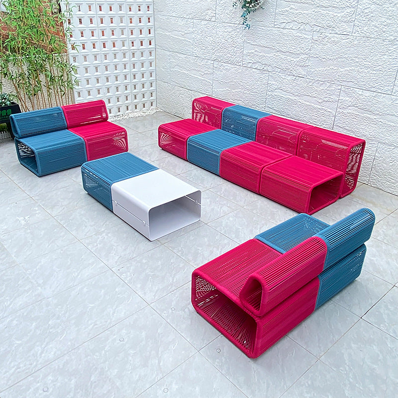 Outdoor Woven Rattan Modular Sofa Set for Patio Garden