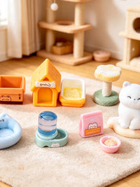 Miniature Cat House & Furniture Set for Dollhouse DIY