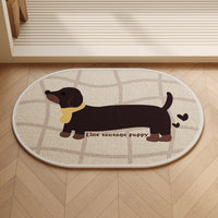 Cartoon Linen Weave Non-Slip Absorbent Bath Mat for Bathroom Entryway and Washstand