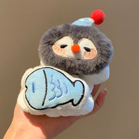 Cute Penguin & Fish Plush Wristbands for Face Washing - Absorbent & Anti-Drip
