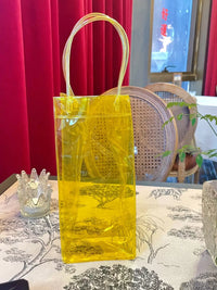Reusable PVC Wine Bottle Cooler Bag with Handle - Clear Soft Packaging Gift Bag for Wine & Flowers
