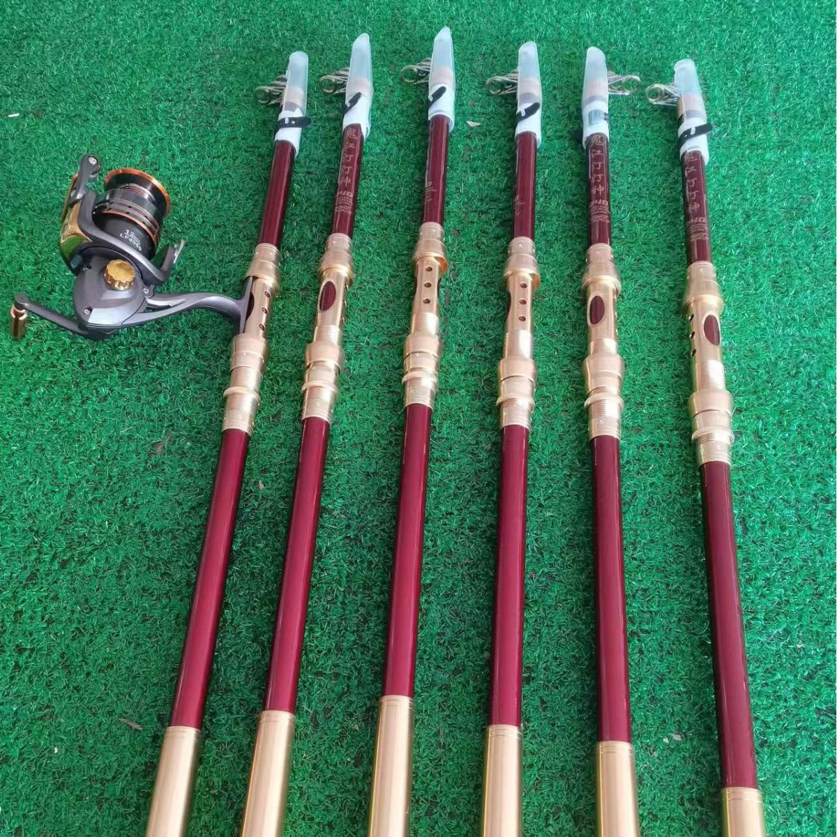 Carbon Fiber Telescopic Sea Fishing Rod with Ground Insert and Spinning Reel