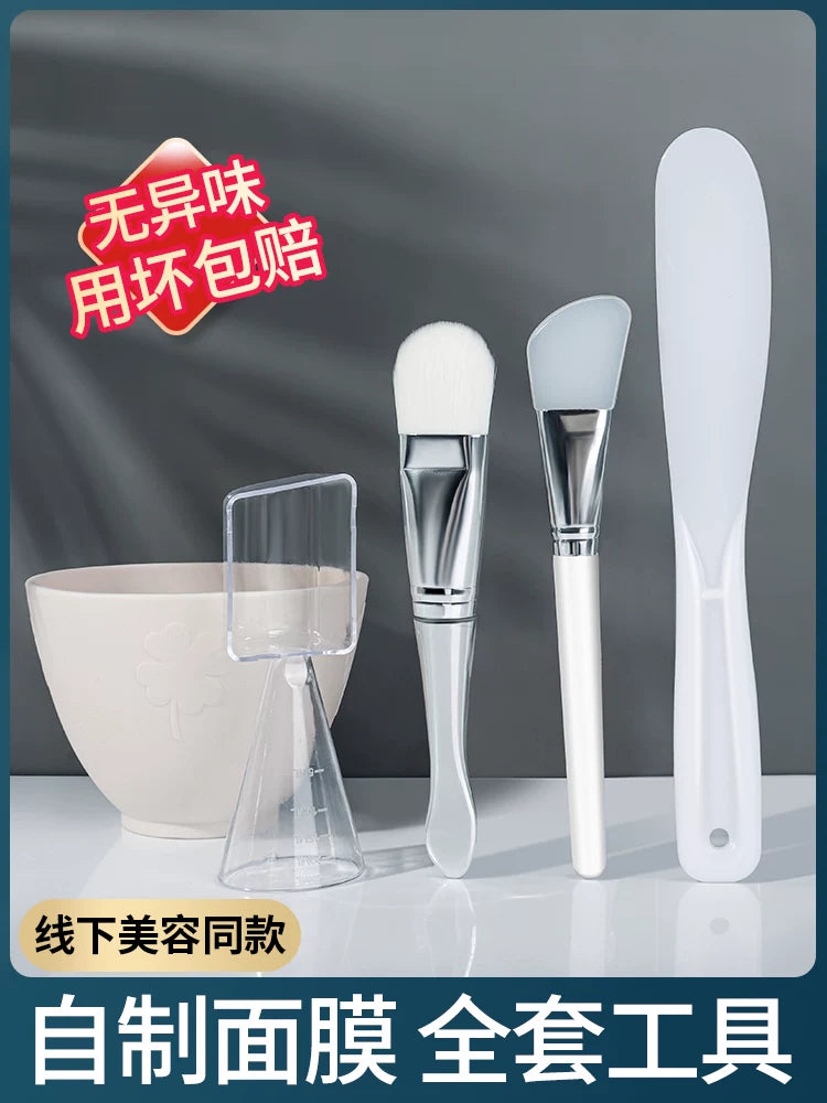 Silicone Facial Mask Mixing Bowl Set with Spatula and Brushes for Skincare Application