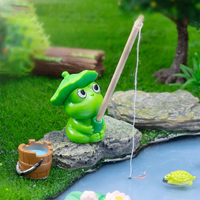 Creative Fishing Panda and Frog Figurines for Aquarium Decor and Micro Landscape