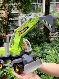 Large Inertia Excavator Toy with Lights and Music for Kids, Green