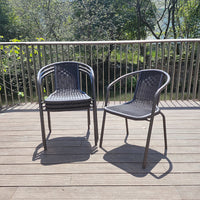 Outdoor Patio Woven Rattan Style Plastic Dining Chair for Garden Balcony Cafe