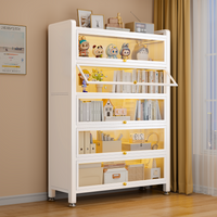 Solid Enjoy Display Cabinet with Glass Door, Dustproof Bookshelf for Collectibles and Dolls, Metal Storage Locker