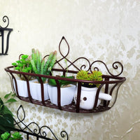 European Style Wrought Iron Wall-Mounted Flower Pot Holder for Balcony & Indoor Decor