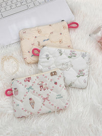 Cartoon Quilted Cosmetic Pouch Mini Storage Bag