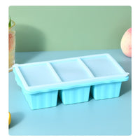 Large Grid Silicone Ice Cube Tray with Lid for Home Use, Food Grade Leak-Proof Freezer Storage Box for Soup and Food