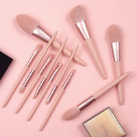 11-Piece Pink Makeup Brush Set with Ultra-Soft Bristles