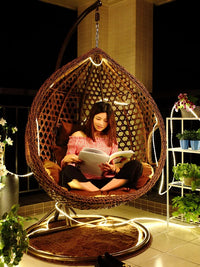Outdoor Indoor Wicker Swing Chair with Cushion, Double Person Hanging Basket Cradle for Patio Garden Balcony
