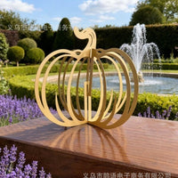 Thanksgiving Metal Pumpkin Autumn Outdoor Decor Halloween Tabletop Party Ornament Iron Art