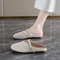 Women's French Style Mesh Mules Summer Outdoor Sandals with Soft Sole