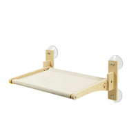 Cat Window Hammock with Suction Cups, Wooden Perch for Sunbathing and Viewing