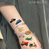 Kids' Temporary Transport Vehicle Tattoos - Cartoon Car, Boat, Plane Designs