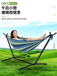 Portable Outdoor Double Hammock with Stand and Carrying Bag for Patio Yard Camping