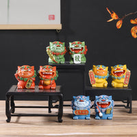 Chinese Style Lion God Resin Ornament for Home Decor and Souvenir