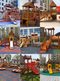 Outdoor Wooden Climbing Frame with Slide, Swing, and Tunnel for Kids