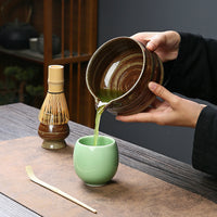Japanese Retro Ceramic Matcha Bowl and Whisk Set with Tea Ceremony Tools