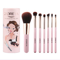 7-Piece Mini Makeup Brush Set with Portable Dustproof Storage Barrel