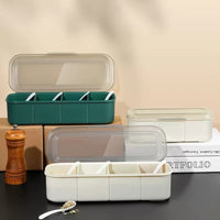 Multi-Compartment Seasoning Box with Spoons, Moisture-Proof Spice Container for Kitchen