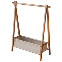 Foldable Garment Rack with Storage Shelf, Freestanding Clothes Hanger for Bedroom, Hat Rack