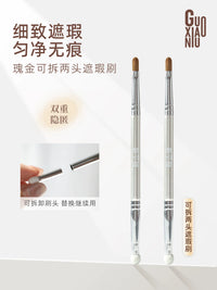 Dual-Ended Concealer Brush with Replaceable Sponge Heads for Under-Eye, Nasolabial Folds, and Blemishes