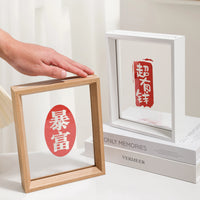 Handmade Wooden Photo Frame with Acrylic Display for Tabletop or Wall Mount, Double-Sided Transparency