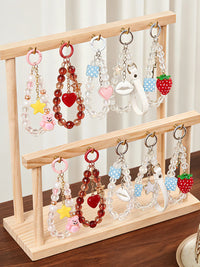 Creative Solid Wood Jewelry Organizer with Hooks for Necklaces, Keys, and Accessories