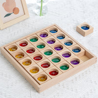 Large Particle Translucent Acrylic Rainbow Gem Building Blocks with Beech Wood Base for Toddlers