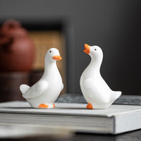 Ceramic Mini White Duck Figurines for Garden and Micro Landscape Decor