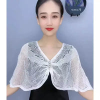 Knitted Ice Silk Shawl with Neck Protection for Air-Conditioned Rooms, Fashionable Sun Protection Cape