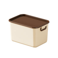 Large Capacity Desktop Storage Box with Lid, Cream Style Snack Sundries Organizer Basket for Stationery Clothes