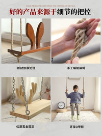 Indoor Outdoor Wooden Hanging Swing Chair for Balcony Living Room