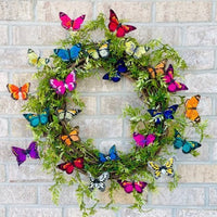 Artificial Butterfly Wreath for Easter Spring Decor, Door and Wall Hanging