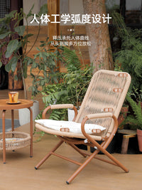 Foldable Rattan Patio Lounge Chair with Adjustable Backrest for Outdoor Garden Balcony