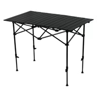 Portable Aluminum Roll-Up Camping Table with Adjustable Height for Outdoor Picnic BBQ