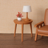 Miniature Dollhouse Nordic Style Side Table Lamp and Green Plant Set