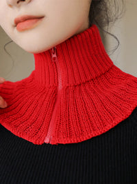 2026 Autumn/Winter Knitted Zipper Detachable Collar Scarf for Women, High-Neck Neck Warmer